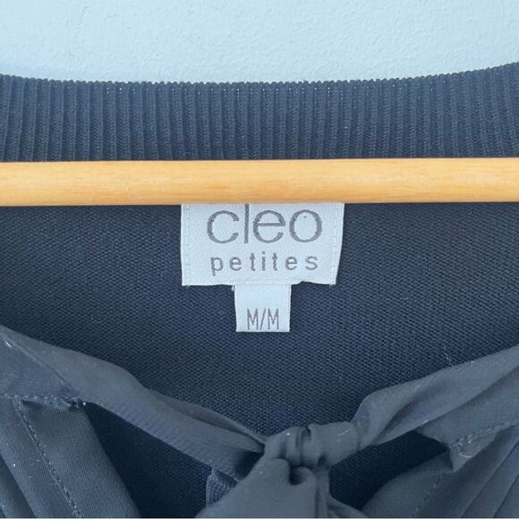 Cleo Petites Black Short Sleeve Round Neck Tie Detail Blouse - Picture 5 of 5